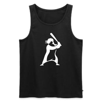 Pingouin Joueur De Baseball Silhouette Minimaliste - Débardeur bio Premium Homme - noir - Devant - Michal (187cm)