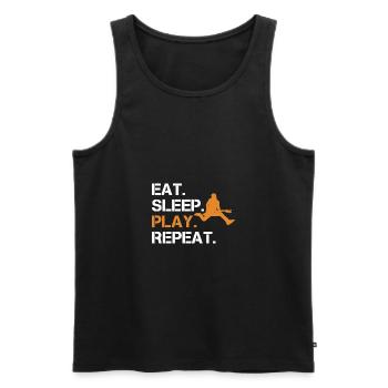 Guitariste Eat Sleep Play Repeat - Débardeur bio Premium Homme - noir - Devant - Michal (187cm)