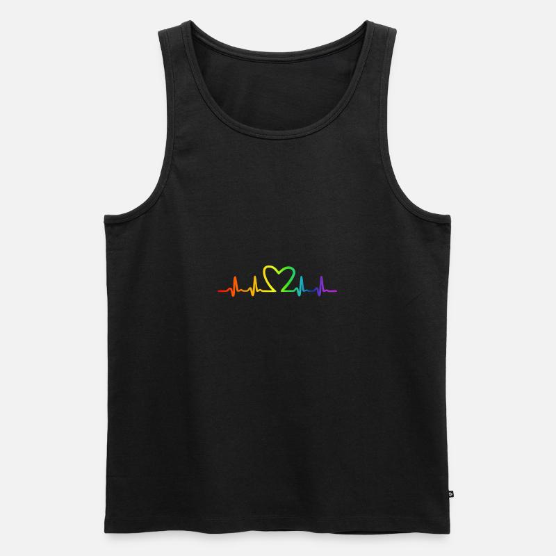 LGBT Regenbogen Herzschlag - Männer Premium Bio Tank Top - Schwarz