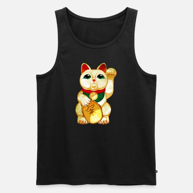 winkekatze - Männer Premium Bio Tank Top - Schwarz