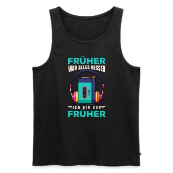 70s, 80s und 90s Jahre Musik Retro Walkman - Männer Premium Bio Tank Top - Schwarz - Vorne - Michal (187cm)