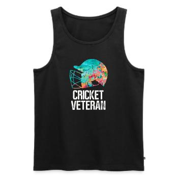 Vétéran du cricket - Débardeur bio Premium Homme - noir - Devant - Michal (187cm)