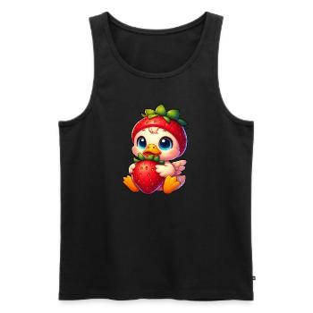 canards mignons fraise dessin animé fruit - Débardeur bio Premium Homme - noir - Devant - Michal (187cm)