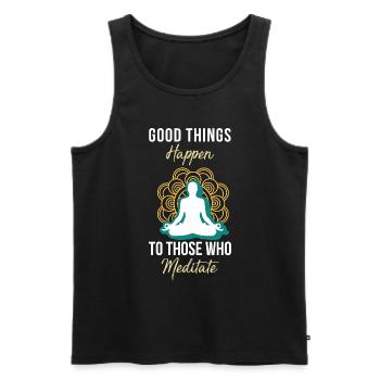 Meditation, Zen Yoga and Pilates - Men's Premium Organic Tank Top - black - Front - Michal (187cm)
