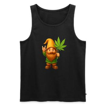 Rock on Zwerg mit Hanfblatt - Cannabis - Weed - Männer Premium Bio Tank Top - Schwarz - Vorne - Michal (187cm)