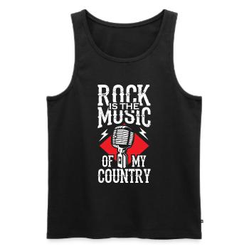 Le rock est la musique de mon pays - Débardeur bio Premium Homme - noir - Devant - Michal (187cm)