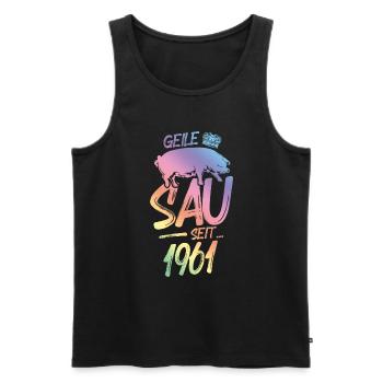1961 Geile Sau - Männer Premium Bio Tank Top - Schwarz - Vorne - Michal (187cm)