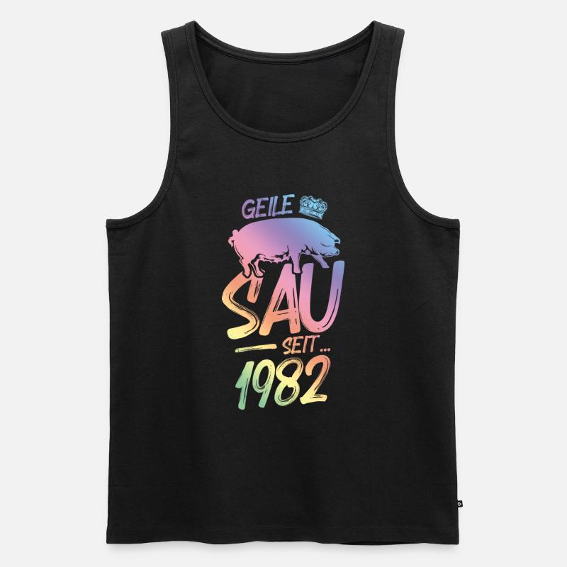 1982 Geile Sau - Männer Premium Bio Tank Top - Schwarz