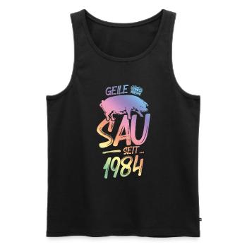 1984 Geile Sau - Männer Premium Bio Tank Top - Schwarz - Vorne - Michal (187cm)