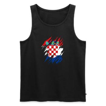 Drapeau de la Croatie Adriatique Zagreb Drapeau croate - Débardeur bio Premium Homme - noir - Devant - AI Model Male 178 light (178cm)