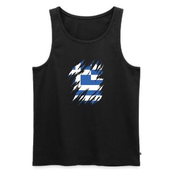 Drapeau de la Grèce Hellas Athènes Drapeau grec - Débardeur bio Premium Homme - noir - Devant - AI Model Male 178 light (178cm)