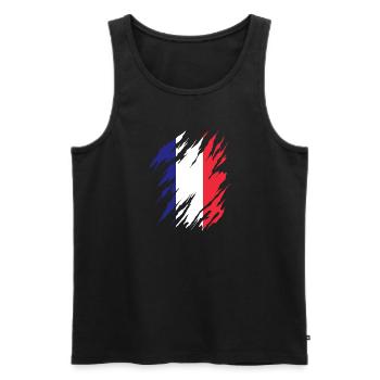 Drapeau de la France Look en détresse Drapeau français - Débardeur bio Premium Homme - noir - Devant - AI Model Male 178 light (178cm)
