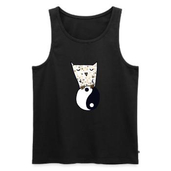 Owl and yin yang - Men's Premium Organic Tank Top - black - Front - AI Model Male 178 light (178cm)