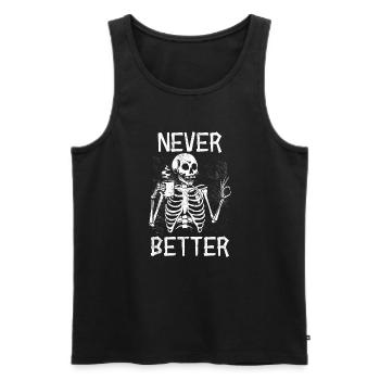 Halloween Skeleton Coffee Burnout Never Better - Men's Premium Organic Tank Top - black - Front - AI Model Male 178 light (178cm)