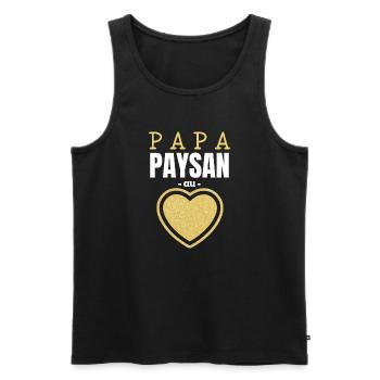 Papa Paysan au Cœur d'Or - Débardeur bio Premium Homme - noir - Devant - Michal (187cm)