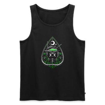 Sorcière Verte Planchette Chaudron Chapeau de Sorcière - Débardeur bio Premium Homme - noir - Devant - AI Model Male 178 light (178cm)
