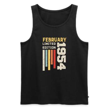 February 1954 - February 1954 Birthday Gift - Men's Premium Organic Tank Top - black - Front - AI Model Male 178 light (178cm)