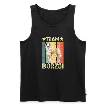 Dog Borzoi - Men's Premium Organic Tank Top - black - Front - AI Model Male 178 light (178cm)