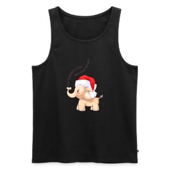 Fröhlicher Elefant zu Weihnachten - Männer Premium Bio Tank Top - Schwarz - Vorne - Michal (187cm)