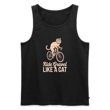 Roulez sur le gravier comme un chat - Débardeur bio Premium Homme - noir - Devant - AI Model Male 178 light (178cm)