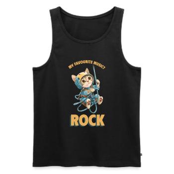 My favourite music? Rock Klettern Süße Katze - Männer Premium Bio Tank Top - Schwarz - Vorne - AI Model Male 178 light (178cm)
