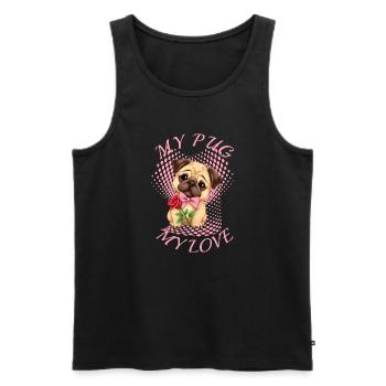 Mops Hund - Männer Premium Bio Tank Top - Schwarz - Vorne - Michal (187cm)
