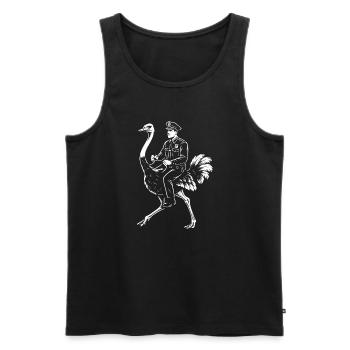 Polizist reitet auf einem lebhaften Strauß - Männer Premium Bio Tank Top - Schwarz - Vorne - Michal (187cm)