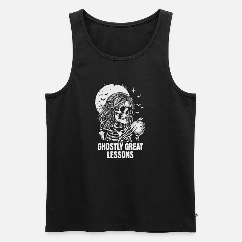Funny Teacher Skeleton Halloween Classroom - Männer Premium Bio Tank Top - Schwarz