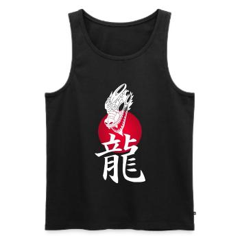 Weißer Japanischer Drache und Rote Sonne - Männer Premium Bio Tank Top - Schwarz - Vorne - Michal (187cm)