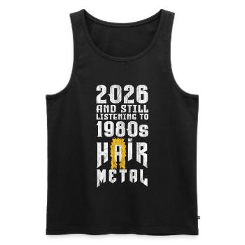 Hair Metal 2026 - Men's Premium Organic Tank Top - black - Front - Michal (187cm)