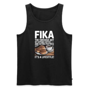 Fika : le style de vie du café et de la pâtisserie suédois - Débardeur bio Premium Homme - noir - Devant - Michal (187cm)