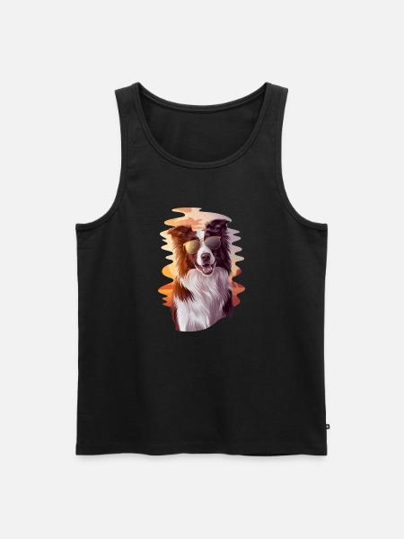 Cool Border Collie Before Sunset With - Men's Premium Organic Tank Top - black