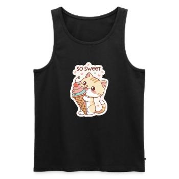 Gourmet cat and pastel cone - Men's Premium Organic Tank Top - black - Front - AI Model Male 178 light (178cm)