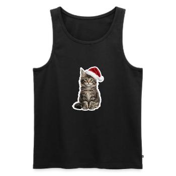 Bébé Chat Maine Coon avec Chapeau - Débardeur bio Premium Homme - noir - Devant - Michal (187cm)