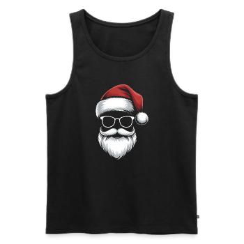 Des lunettes de Père Noël avec barbe et bonnet - Débardeur bio Premium Homme - noir - Devant - Michal (187cm)