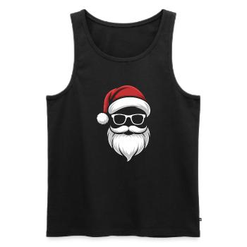 Père Noël barbe et lunettes – Noël rétro - Débardeur bio Premium Homme - noir - Devant - Michal (187cm)