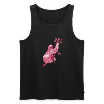Paresseux avec imprimé floral rouge – Art au trait - Débardeur bio Premium Homme - noir - Devant - Michal (187cm)