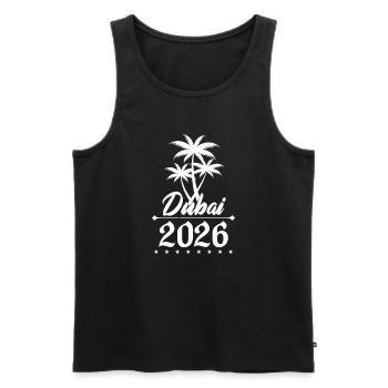 Dubai 2026 Palm Tree Emblem - Men's Premium Organic Tank Top - black - Front - AI Model Male 178 light (178cm)