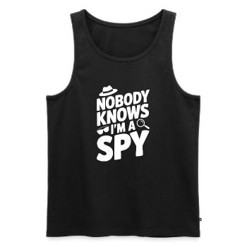 Niemand weiß, dass ich ein Spion bin - Männer Premium Bio Tank Top - Schwarz - Vorne - Michal (187cm)