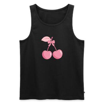 Rosa Kirschen mit Schleife - Männer Premium Bio Tank Top - Schwarz - Vorne - Michal (187cm)