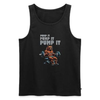 Powerbär im Fitness-Look - Männer Premium Bio Tank Top - Schwarz - Vorne - Michal (187cm)
