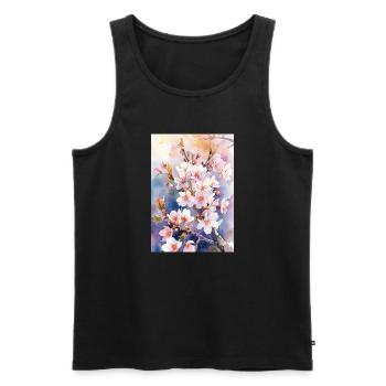 Aquarellfarben pastellfarbene Kirschblüten - Männer Premium Bio Tank Top - Schwarz - Vorne - Michal (187cm)