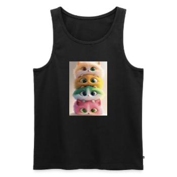 Stacked Rainbow Plush Cats - Men's Premium Organic Tank Top - black - Front - Michal (187cm)