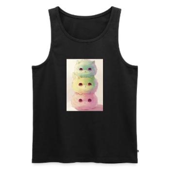 Chat pastel en pile arc en ciel - Débardeur bio Premium Homme - noir - Devant - Michal (187cm)