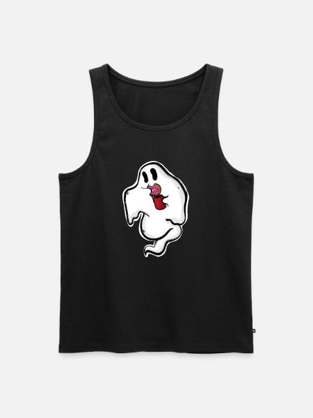 Ghost with donut and cup - Men's Premium Organic Tank Top - black