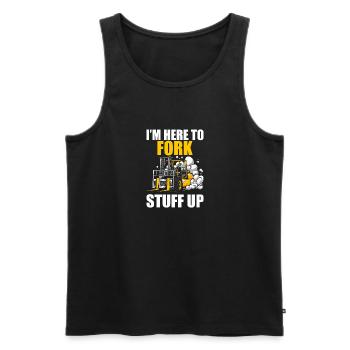 In The Here To Fork Stuff Up Shirt Gift - Men's Premium Organic Tank Top - black - Front - AI Model Male 178 light (178cm)