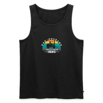 Dad Husband Forklift Driver Hero Shirt Gift - Men's Premium Organic Tank Top - black - Front - Michal (187cm)