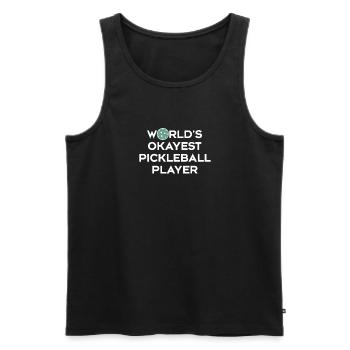 Maillot de joueur de pickleball le plus correct du monde - Débardeur bio Premium Homme - noir - Devant - AI Model Male 178 light (178cm)