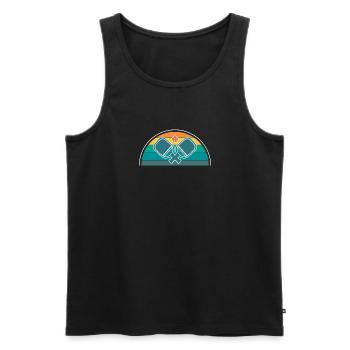 Vintage Retro Pickleball Shirt Geschenk - Männer Premium Bio Tank Top - Schwarz - Vorne - Michal (187cm)