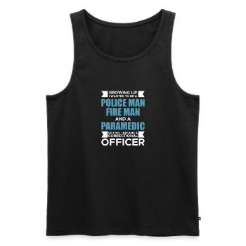 Un agent correctionnel dit un cadeau de chemise - Débardeur bio Premium Homme - noir - Devant - Michal (187cm)